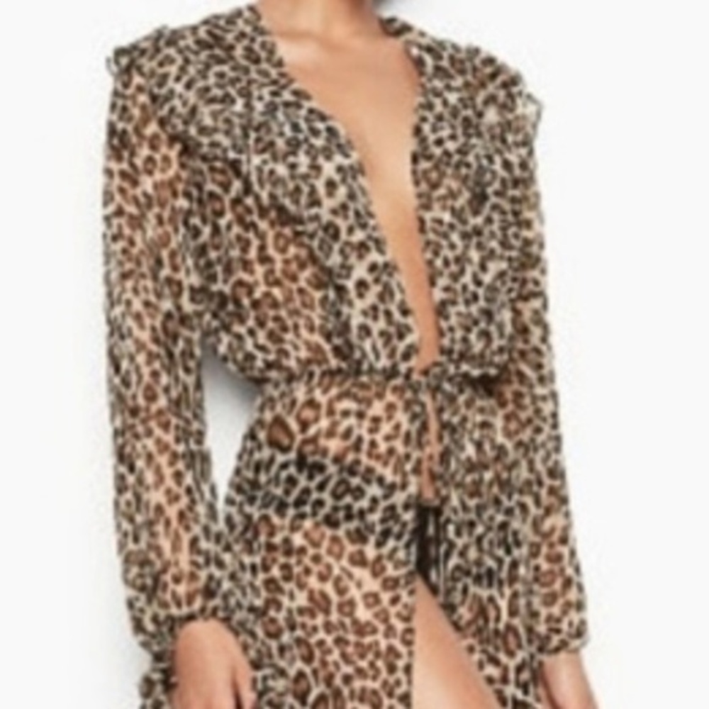 Victoria Secret Leopard print Beach Long Womens Swimsuit Wrap,Cover Up, Pareo - Picture 3 of 12